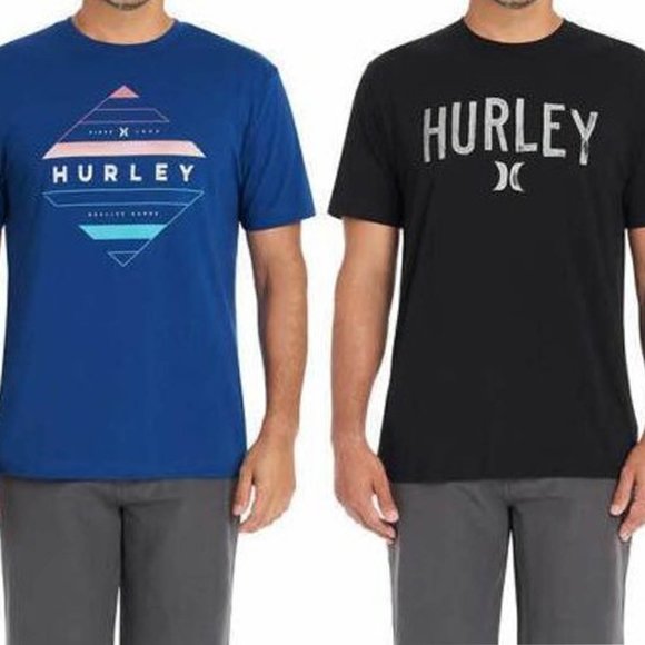 Hurley Men's Graphic Tee 2-pack Natural Cotton Fibers Tagless Black/Blue Size XL - Picture 1 of 6